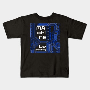 Machine Learning Circuit Board | Blue White Kids T-Shirt